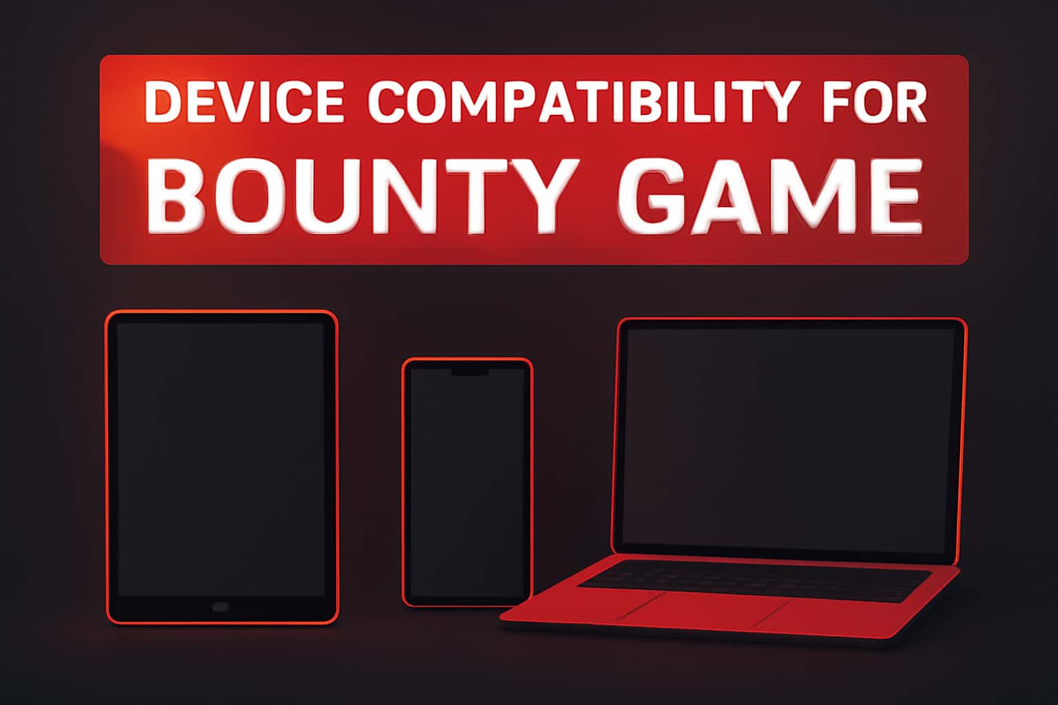 Informational graphic illustrating device compatibility for Bounty Game.