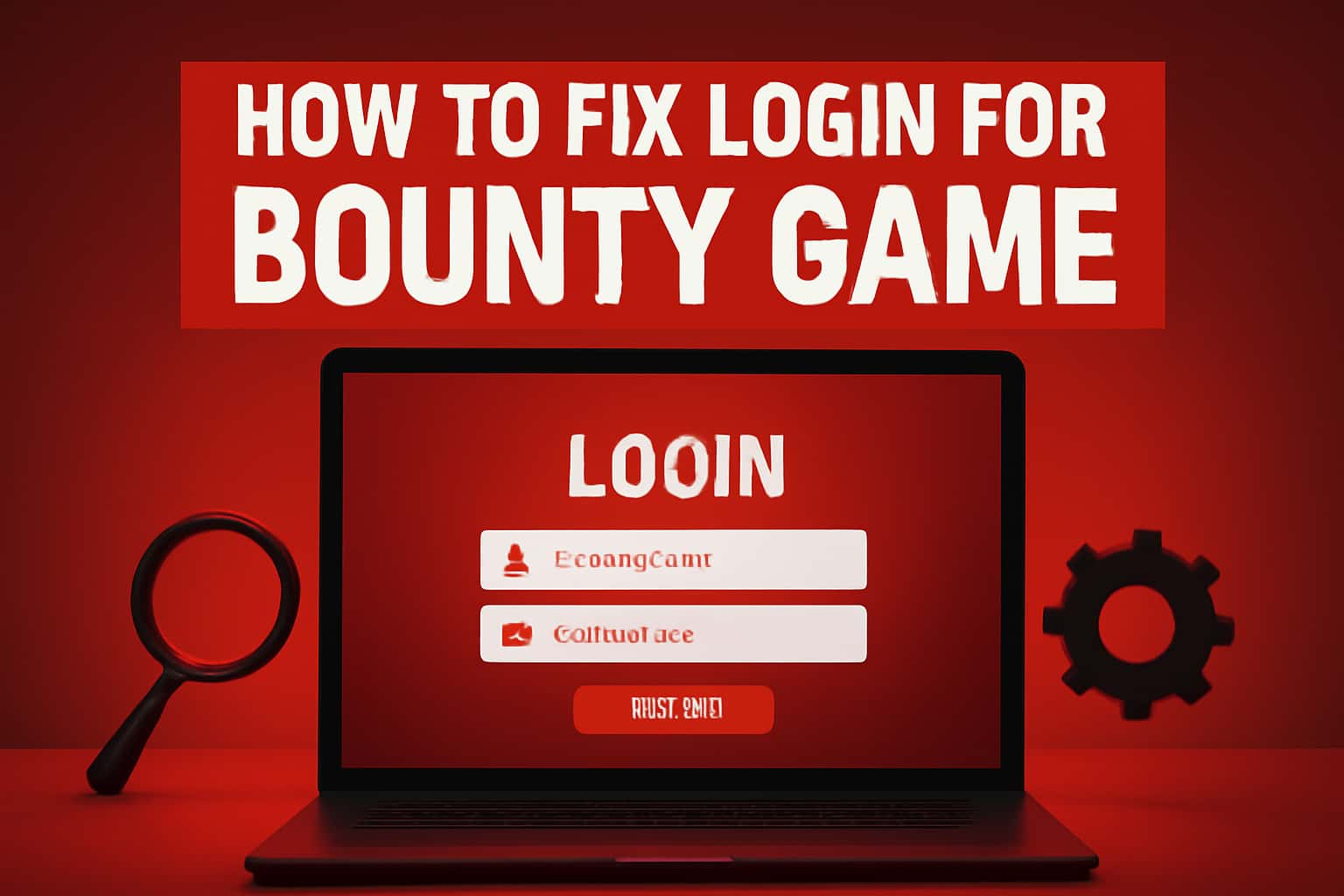 Informational scene illustrating login troubleshooting for Bounty Game.