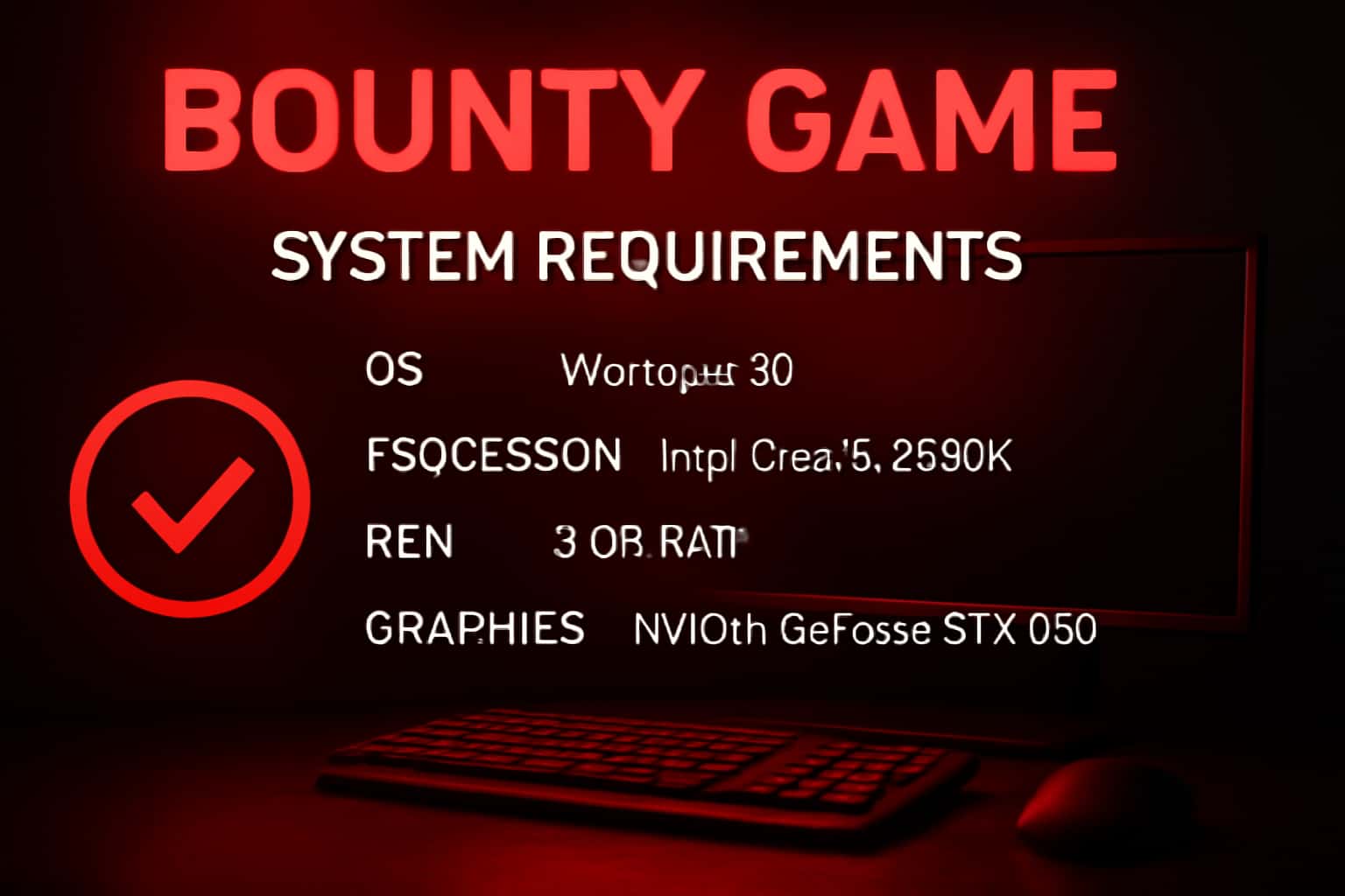 Informational graphic depicting system requirements for Bounty Game.