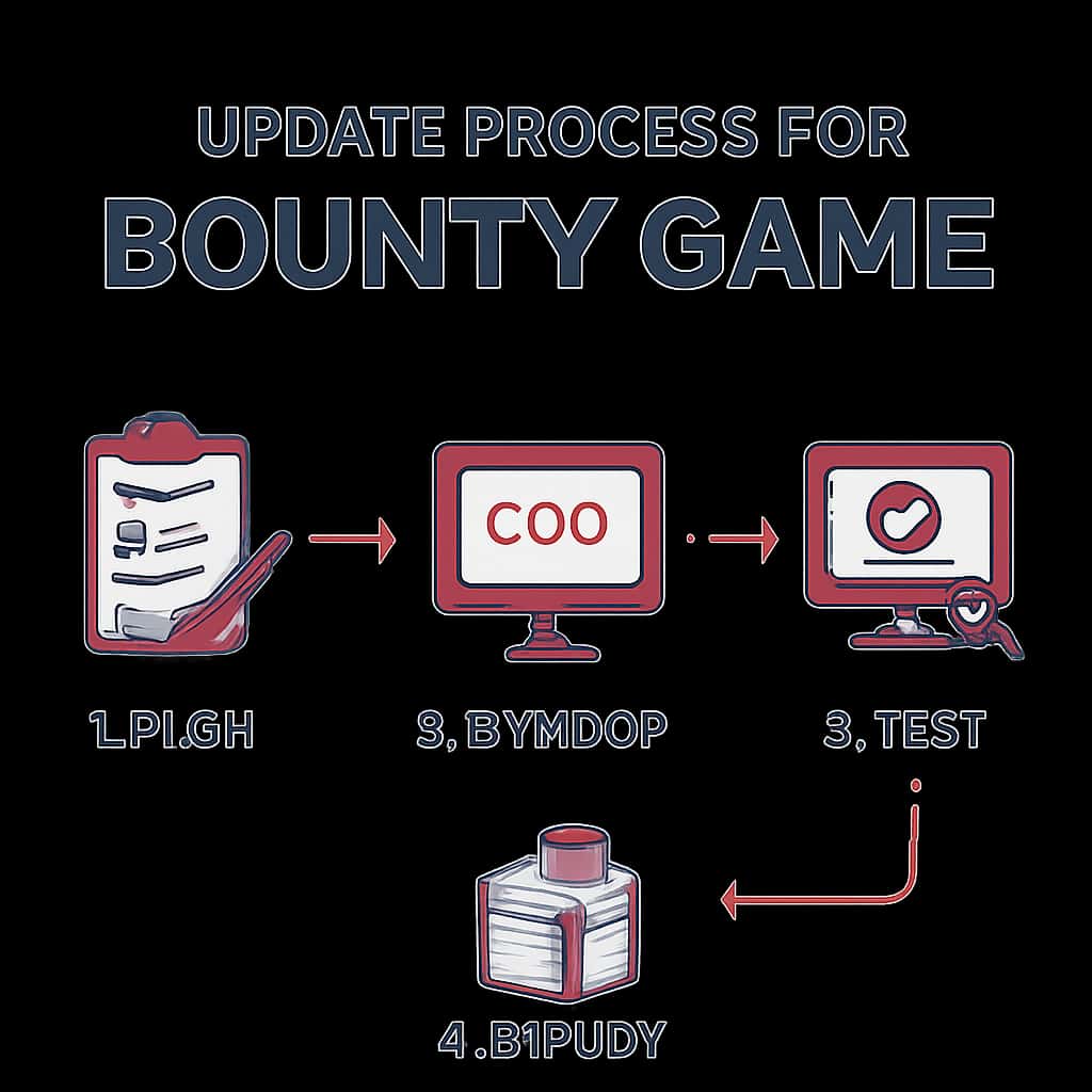 Illustration detailing the steps to update the Bounty Game app.